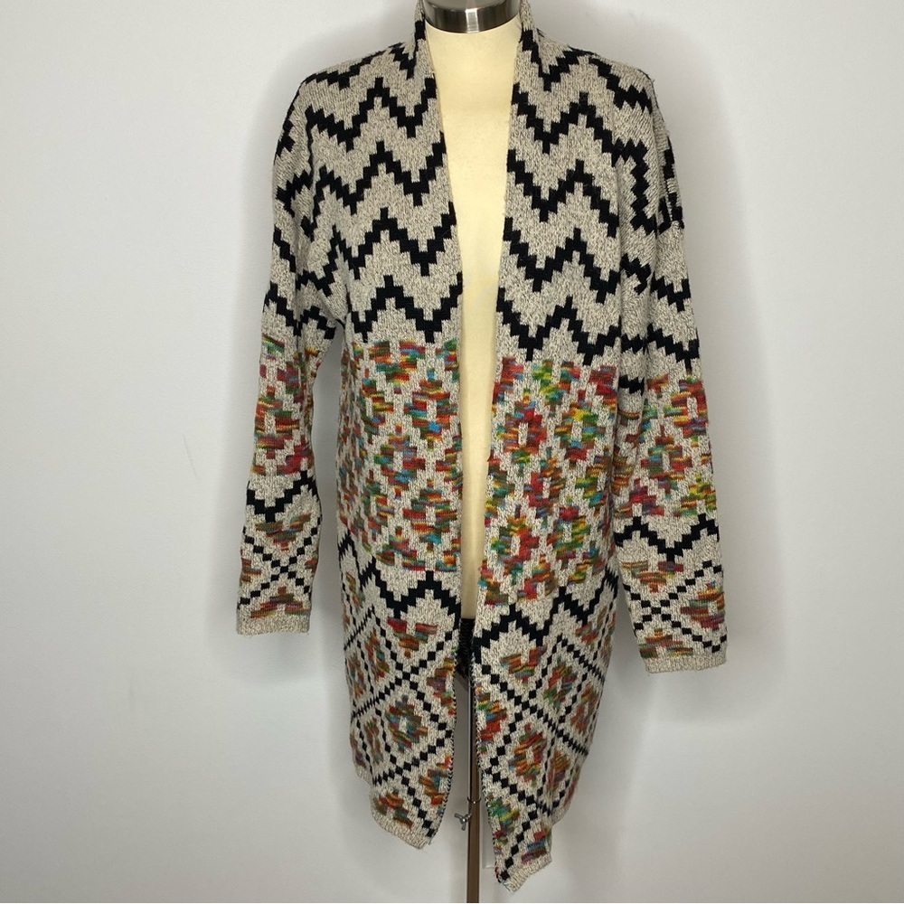 Dreamers Multicolor Southwestern Knit Duster Cardigan Sweater